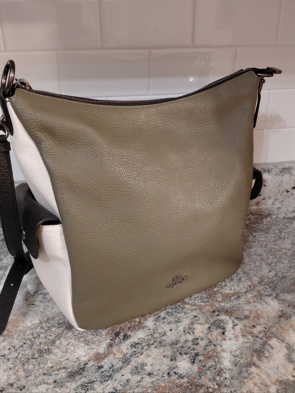 Coach Pennie Olive Cream Leather Shoulder Bag 6154 - Picture 13 of 14